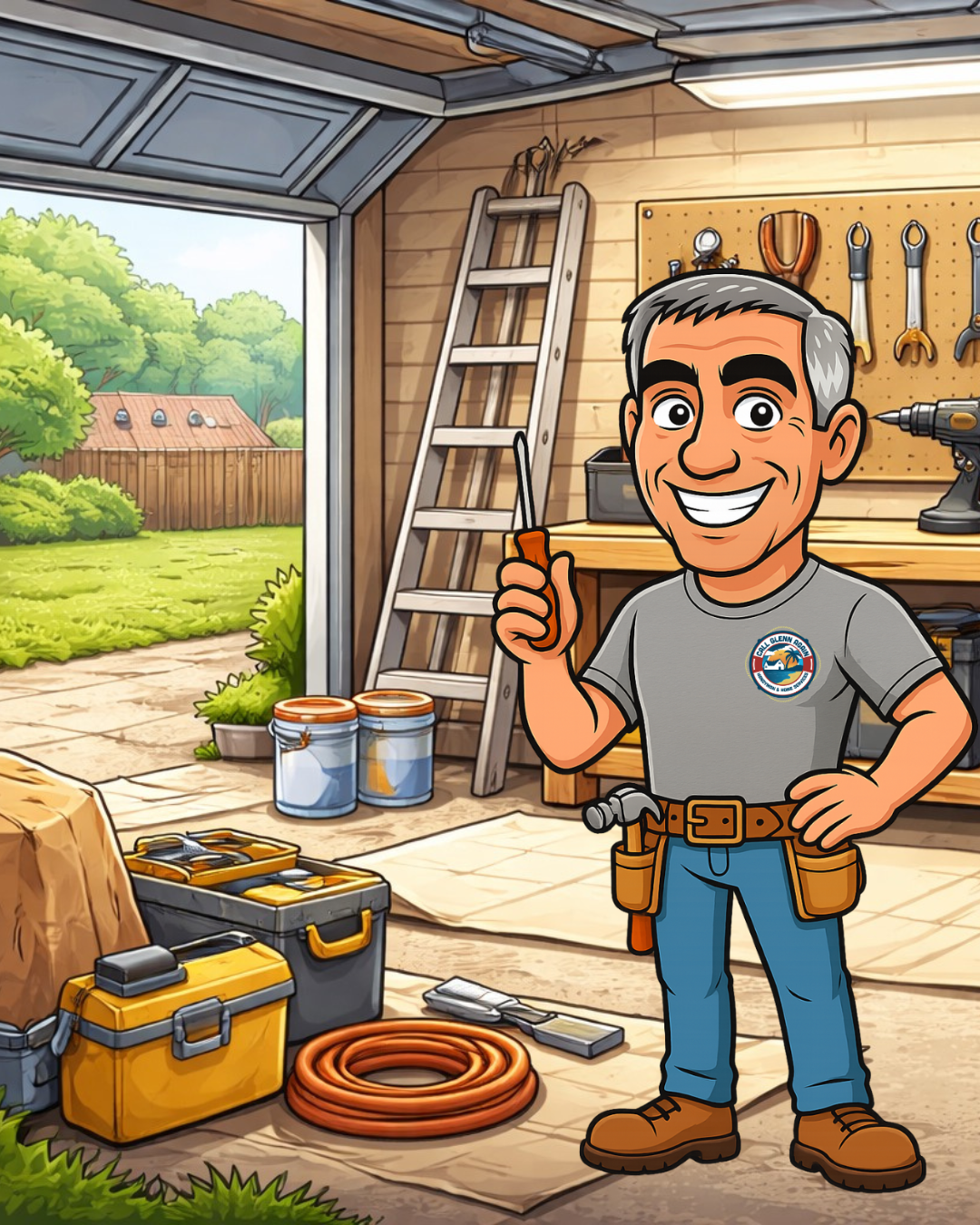 Call Glenn Again AI character in the garage